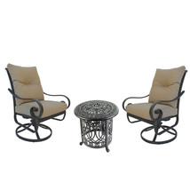 Santa Anita outdoor patio 3-piece cast aluminum bistro set table chairs ... - £1,501.23 GBP