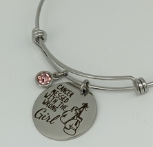 Stainless steel Cancer messed with the wrong girl bracelet, charm bracelet - $20.00