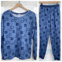 Harry Potter Two Piece Soft Stretchy Hacci Jogger Pajama Set Blue Womens... - $24.74