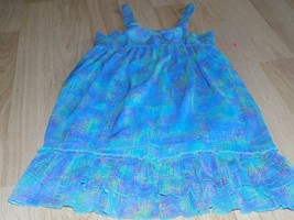 Girl's Size Medium Disney D Signed Aqua Blue Multi Colored Summer Sun Dress EUC - £11.85 GBP