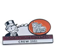 VTG McDonald&#39;s Crew 2001 Monopoly Rich Uncle Pennybags Humberger Pin Adv... - $8.99