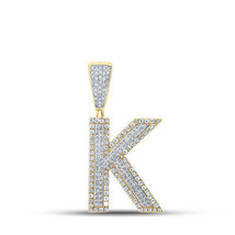 10kt Two-tone Gold Mens Round Diamond Initial K Letter Charm Pendant 7/8 Cttw - £718.83 GBP