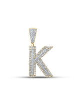 10kt Two-tone Gold Mens Round Diamond Initial K Letter Charm Pendant 7/8... - £709.84 GBP