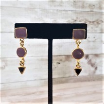 Vintage Earrings for Pierced Ears Mauve Shapes Dangle - $11.99