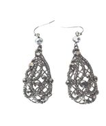 Vintage Filigree Silver Tone Faceted Teardrop Open Faced Dangle Drop Ear... - $406.92 MXN
