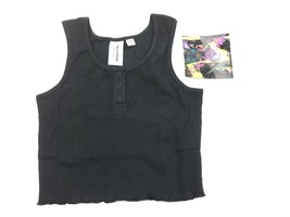Collusion Rib Popper Front Vest with Lettuce Edge in Black Size US 6 - £7.92 GBP