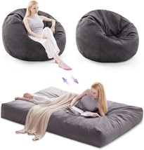 Giant Bean Bag Chair, Large Bean Bag Chairs For Adults, Convertible, Black Full - $181.99