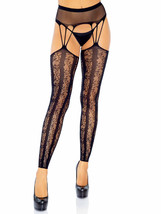 Striped lace footless stockings with multi strand attached fishnet garte... - £23.54 GBP