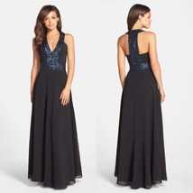 Dress the Population Delani Black Crepe Sequin Maxi Dress Size Medium - £71.16 GBP