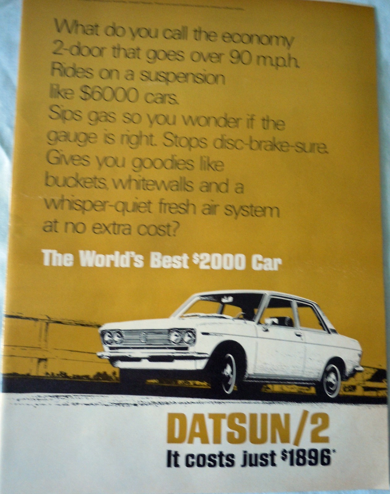 Datsun /2 Economy 2-Door Economy Car Magazine Advertising Print Ad Art 1969 - £5.50 GBP