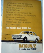 Datsun /2 Economy 2-Door Economy Car Magazine Advertising Print Ad Art 1969 - £5.50 GBP