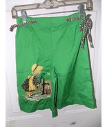 Vintage A Happy Heart Lightens Every Chore Green Shorts Size 8 Girl&#39;s EU... - $26.10