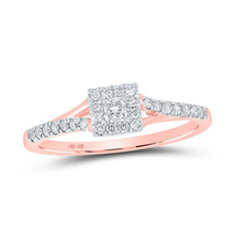 10kt Rose Gold Womens Round Diamond Halo Promise Ring 1/4 Cttw - £334.22 GBP