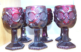 6 Cape Cod Avon Cordal stems wine glasses Red Ruby Goblets - $39.59