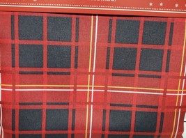 Fabric Printed Tablecloth, 60&quot; Round, Christmas Joy Plaid, Red &amp; Black, Mi - £19.77 GBP