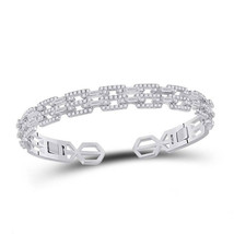 14kt White Gold Womens Baguette Diamond Bangle Bracelet 2-1/2 Cttw - $3,920.00