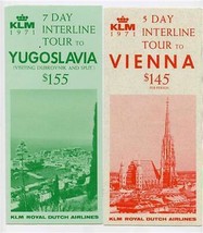 KLM 1971 Interline Tour Brochures to Yugoslavia &amp; Vienna + Envelope - £13.91 GBP