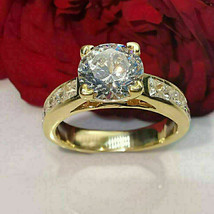 2.50Ct Round Cubic Zirconia Solitaire Engagement Ring 14K Yellow Gold Plated - £88.52 GBP