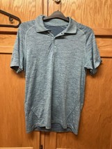 Lululemon T-Shirt Men Top Polo Blue Small S Get Outside Get Sweaty - $17.33