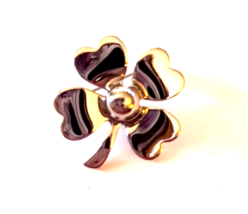 Vintage Silver Color  Simple Four Leaf Clover  one Inch Brooch - £10.40 GBP