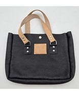 Highsmith Pebbled Leather Mini Tote Bag Black Natural Leather Handles - $950.63 MXN