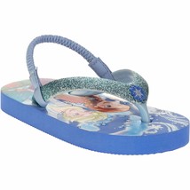 Disney Frozen Girls Toddler Beach Flip Flop W Ankle Strap Size SMALL 5-6 NEW - $8.98