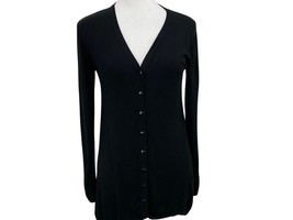 Made in Italy Black Cardigan Sweater Long Button Size L Wool Blend - $17.15
