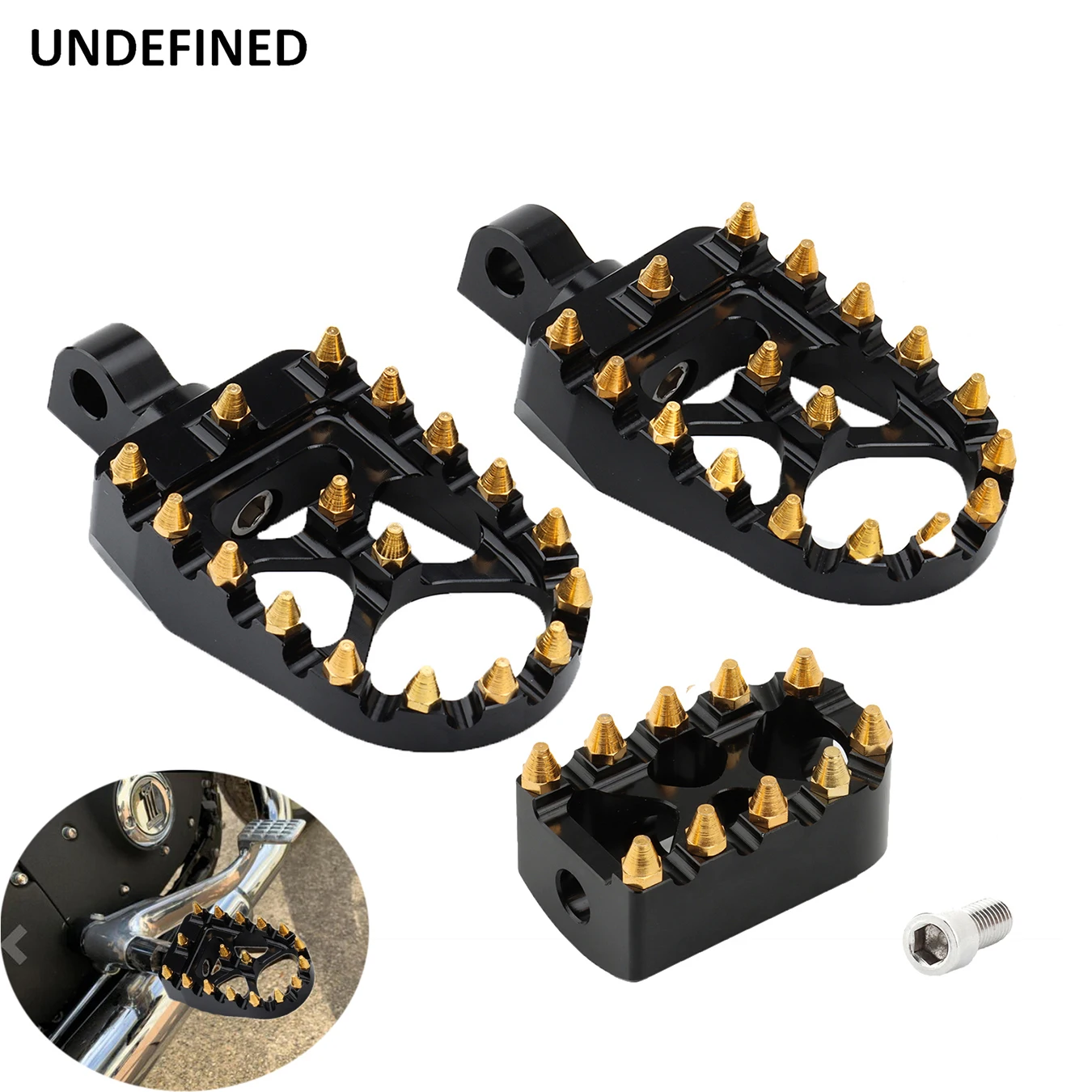 Golden MX Style Foot Pegs Wide Footrests Pedals Gear Shifter Peg For Har... - $45.26
