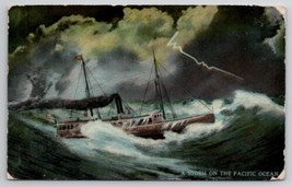 Storm on Pacific Ocean at Night 1915 to Oakdale Nebraska Postcard E24 - £7.15 GBP