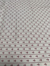 Marcus Bros Textile Beige &amp; Red Floral Stripe Cotton Fabric 5/8 Yard Plu... - $6.64