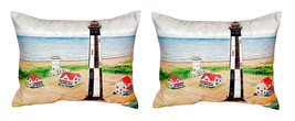 Pair of Betsy Drake Cape Henry Lighthouse No Cord Pillows 15 Inch X 22 Inch - £63.15 GBP