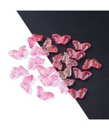 10 Glass Butterfly Beads 15mm Hot Pink AB Shimmer Supplies Spring Jewelr... - $6.89