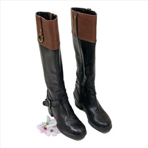 Bandolino Tall Riding Boots Black &amp; Cognac US 5.5M - $24.26