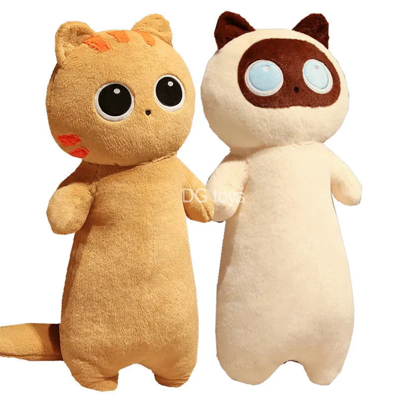 Aii siamese kitten cat plush toy long oblong orange black cats nap sleeping pillow for thumb200