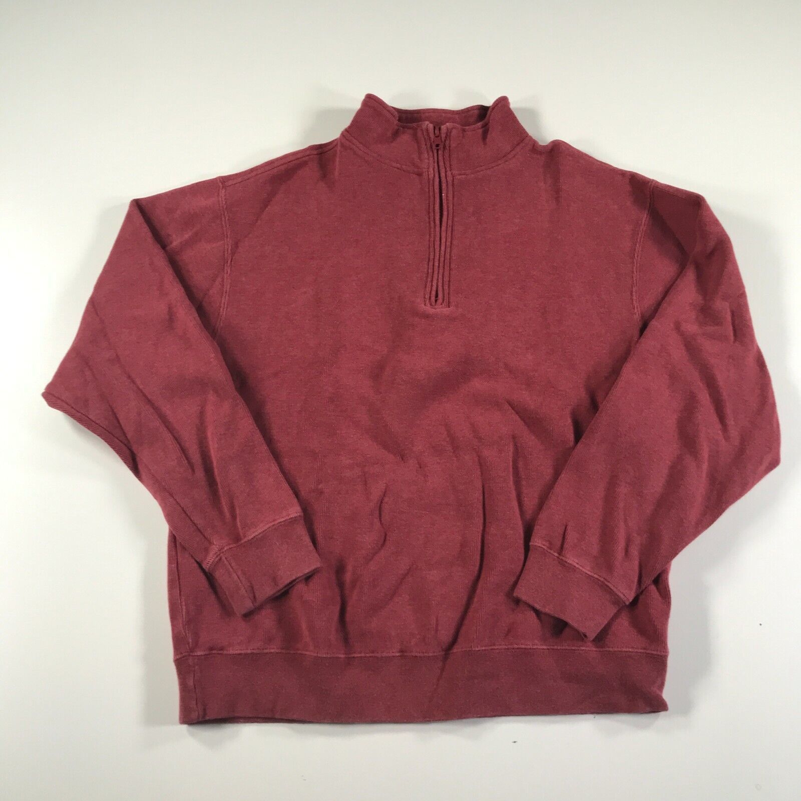 Primary image for Orvis Sweater Mens Medium Red Quarter Zip Long Sleeve Thick Cotton