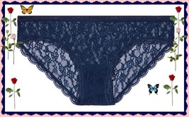 X Large Xl Ensign Navy Blue All Lace Lacie Nylon Victorias Secret Bikini Pantie - £8.64 GBP
