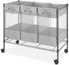 Gunmetal Gray Whitmor Supreme 3 Bag Laundry Organizer. - $67.96