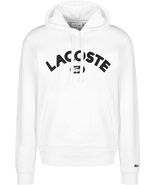 Lacoste Men's WHITE Long Sleeve Lightweight Pullover Hoodie prntd SH6876... - $48.39