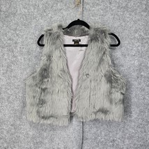 IMAN Faux Fur Vest Women Medium Gray Lined Winter Fashion, Cozy, Warm, S... - $14.01