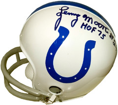 Lenny Moore signed Baltimore Colts Riddell TB 2-Bar Mini Helmet #24 HOF 75- COA - £54.03 GBP