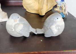 Vintage Otagiri Set of 2 Gray and White Porcelain Fluffy Bird Figurines - $55.00