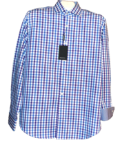 Bugatchi Men&#39;s White Blue Plaid  Design Cotton Shirt Size US M - £73.24 GBP