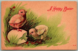 Baby Chicks Egg Happy Easter Sepia UNP 1909 DB Postcard F8 - £3.09 GBP
