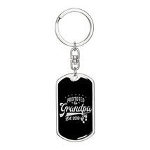 Promoted to Grandpa Swivel Keychain Dog Tag Stainless Steel or 18k Gold - £43.32 GBP