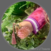 Clear Bottle Gold Top Pink Tassel 1” Tall • Small Doll Size Perfume Bottle - £8.47 GBP
