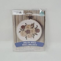 Leisure Arts Kit Embroidery Kit English Roses 4&quot; Hoop Included - $9.89