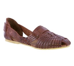 Womens Cognac Brown Authentic Mexican Huaraches Leather Sandals Boho Closed #110 - £28.02 GBP