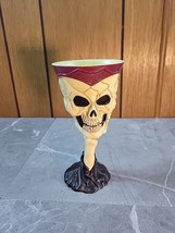 Skull Skeleton Wine Glass Goblet Cup With Skeleton Hand Plastic Halloween - £7.54 GBP