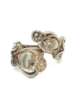 Vintage Sign Sterling Silver Avon Repousse Heart Ornate Spoon Bypass Rin... - $47.52