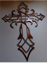 Ornamental Cross - Metal Wall Art - Copper 30&quot; x 20&quot; - $85.48